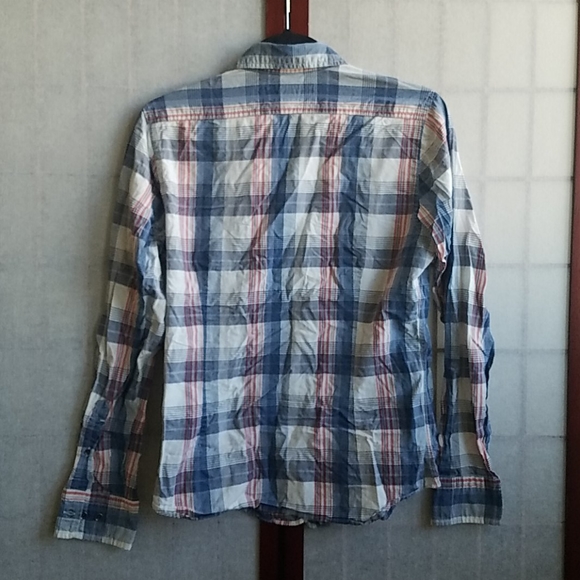 Express Red, white, blue plaid casual shirt S. - Picture 2 of 2